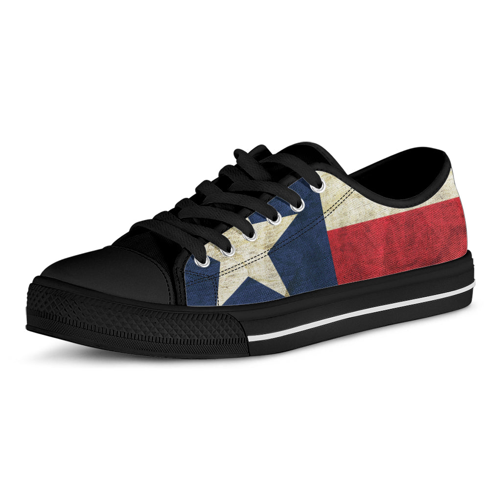 Texas Flag Print Black Low Top Shoes