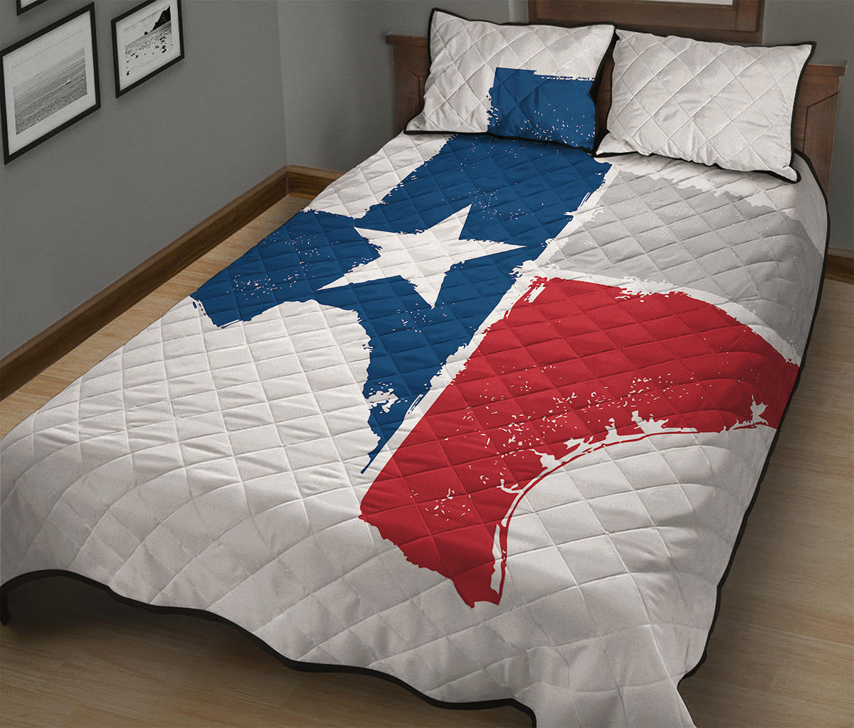Texas State Flag Print Quilt Bed Set