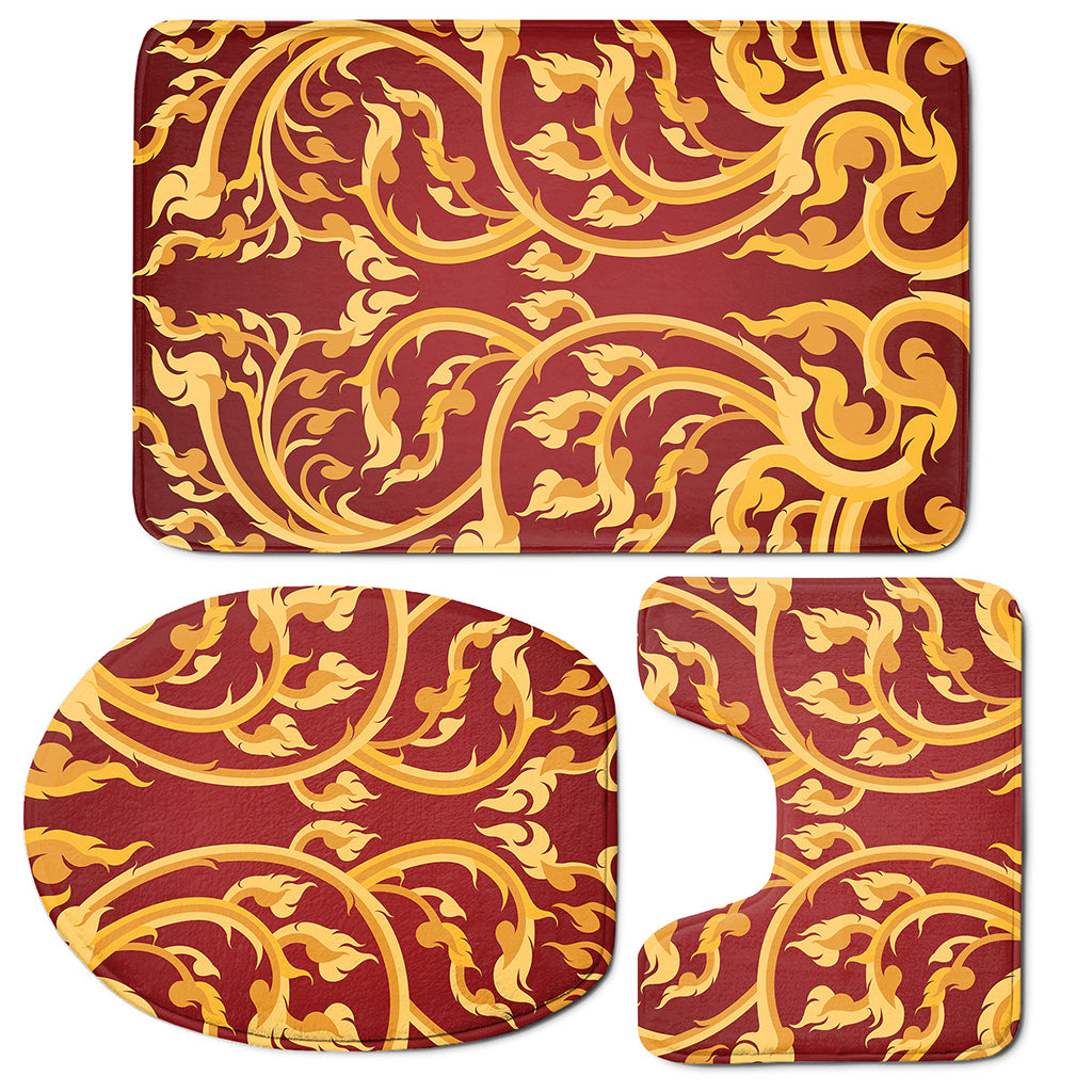 Thai Winding Vines Pattern Print 3 Piece Bath Mat Set