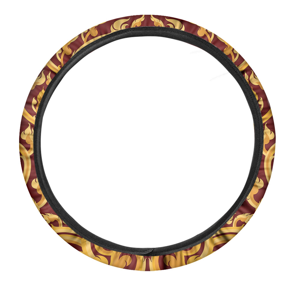Thai Winding Vines Pattern Print Car Steering Wheel Cover