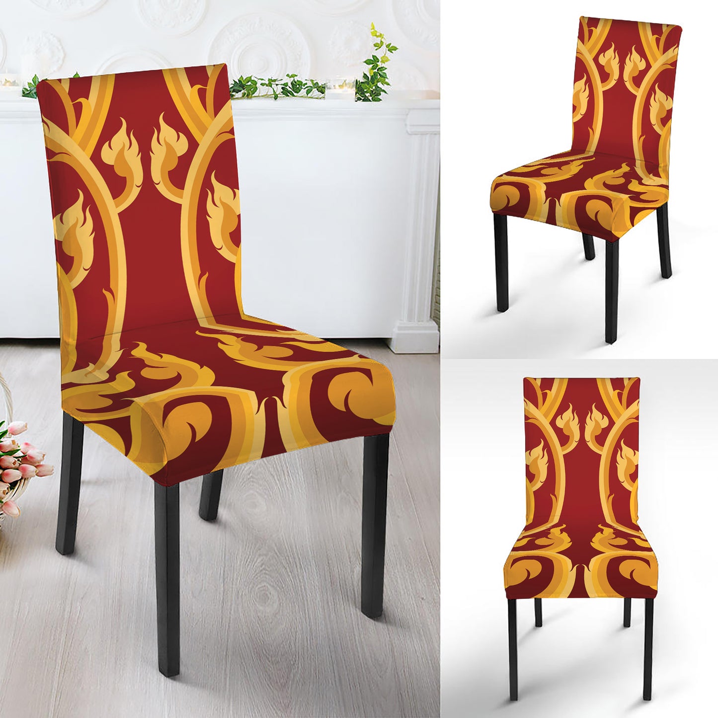Thai Winding Vines Pattern Print Dining Chair Slipcover