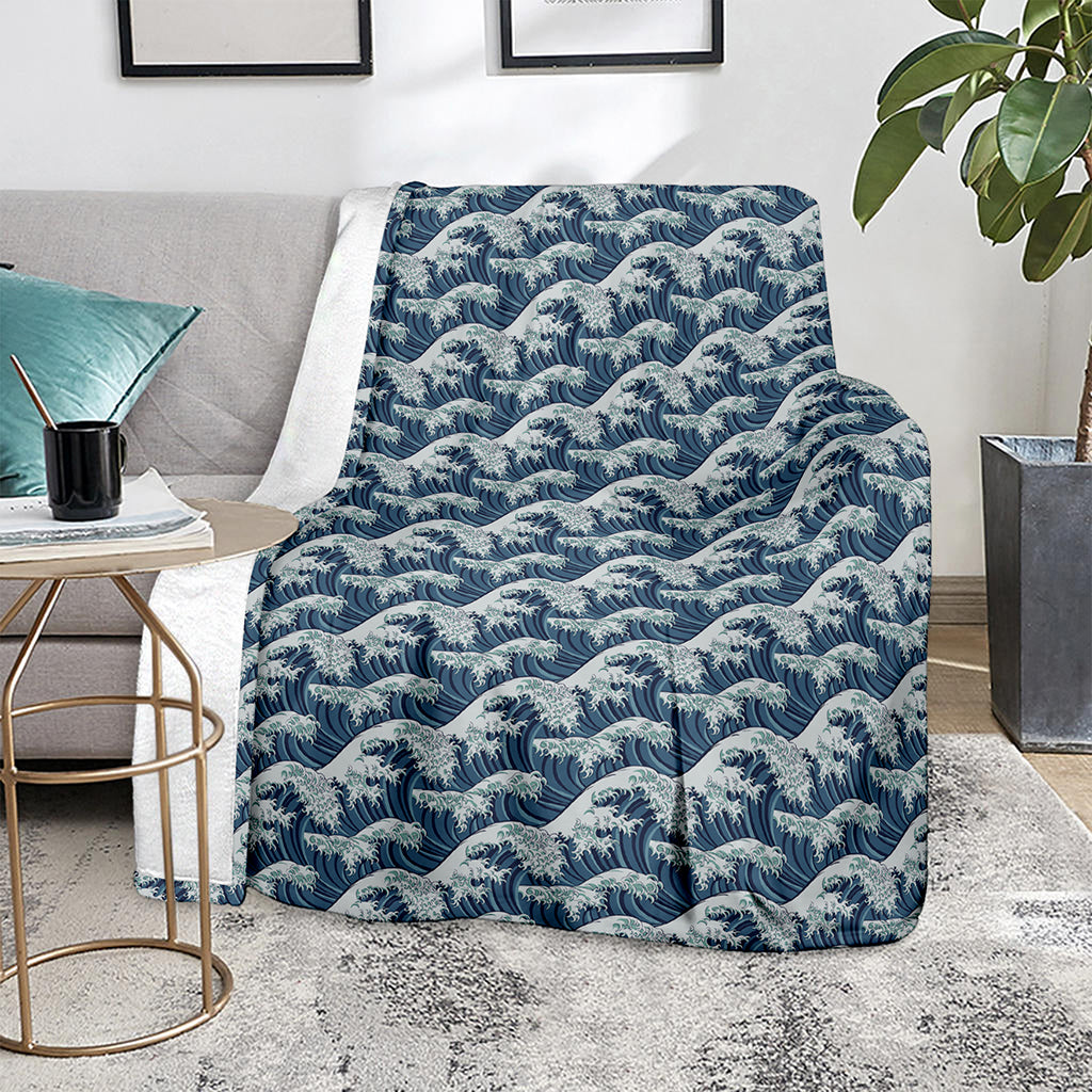 The Great Kanagawa Wave Pattern Print Blanket