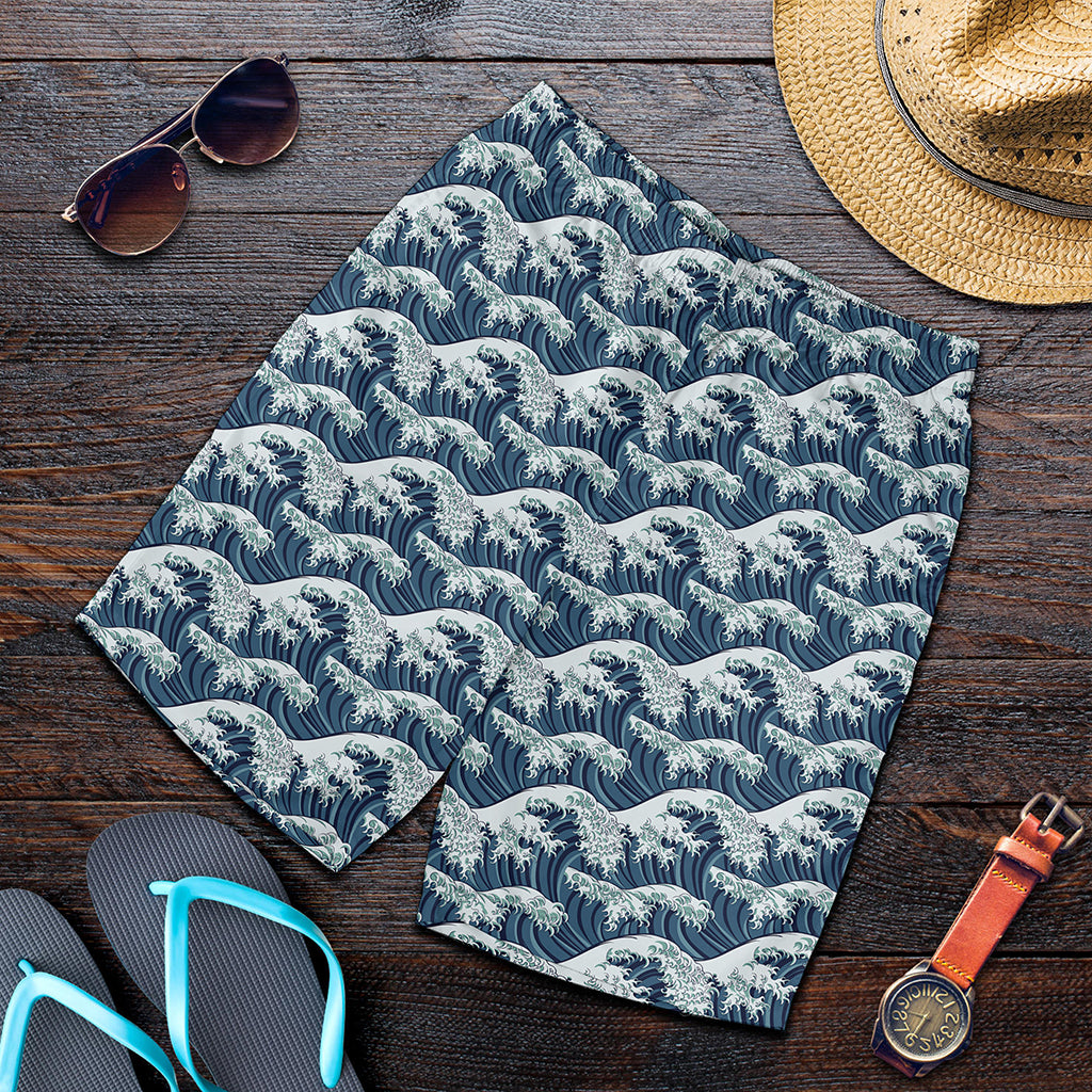 The Great Kanagawa Wave Pattern Print Men's Shorts