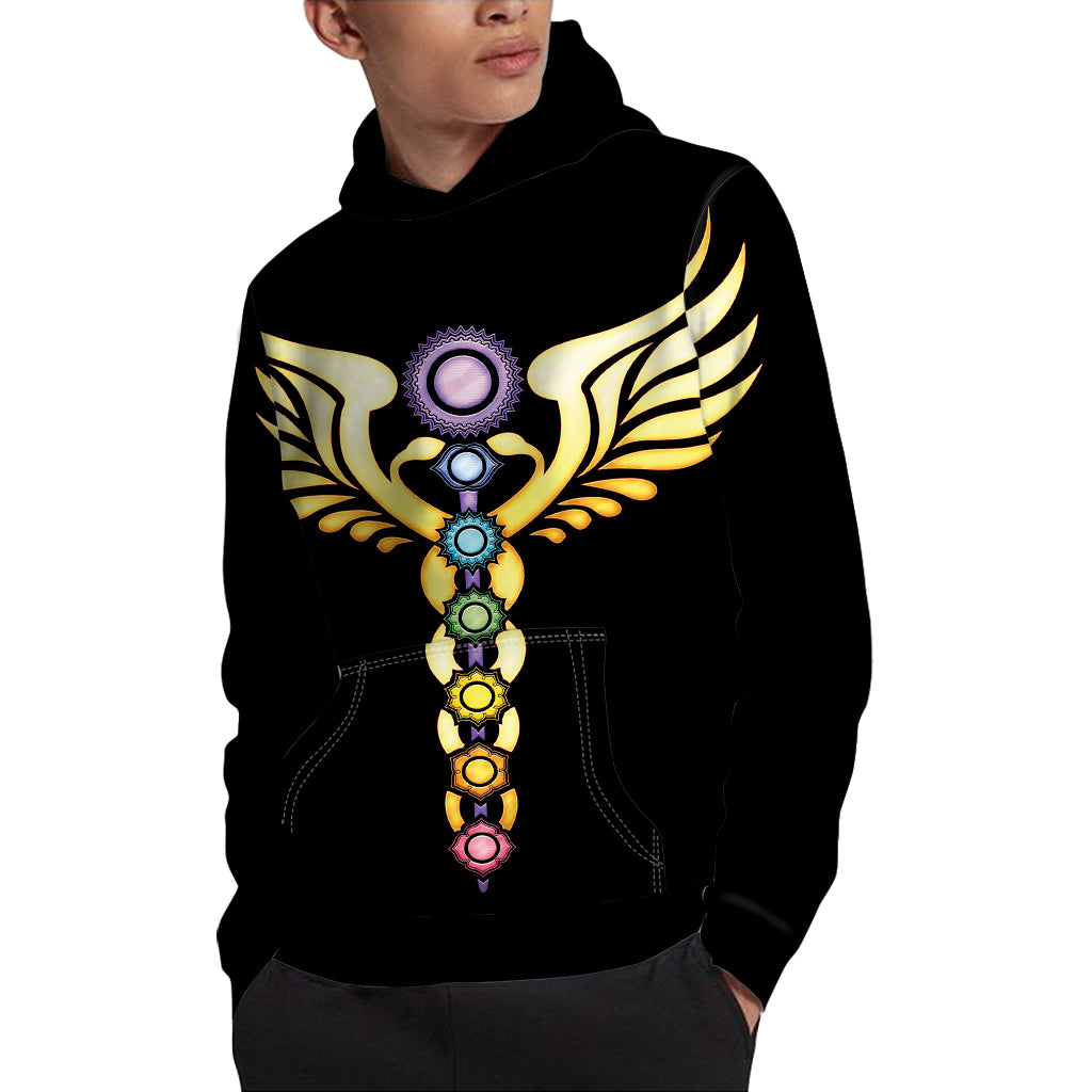 The Seven Chakras Caduceus Print Pullover Hoodie