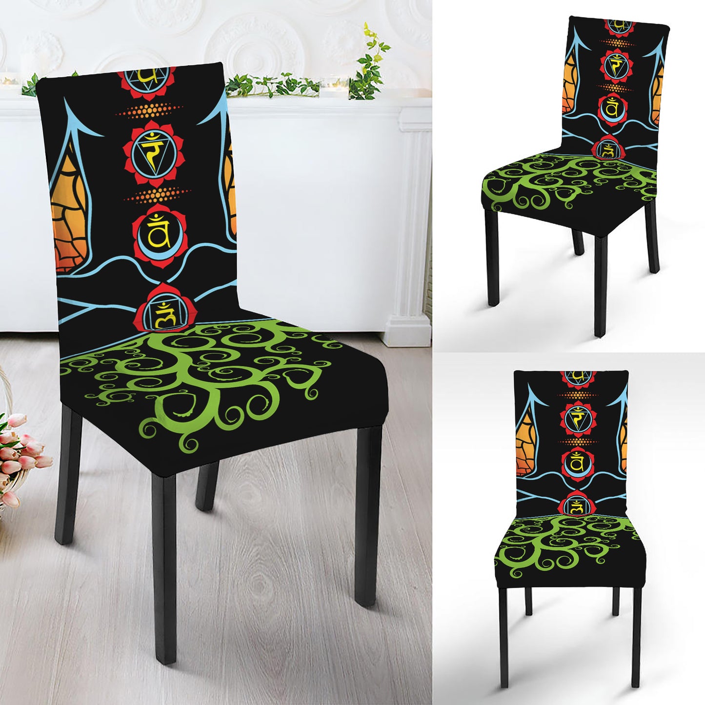 The Seven Chakras Print Dining Chair Slipcover