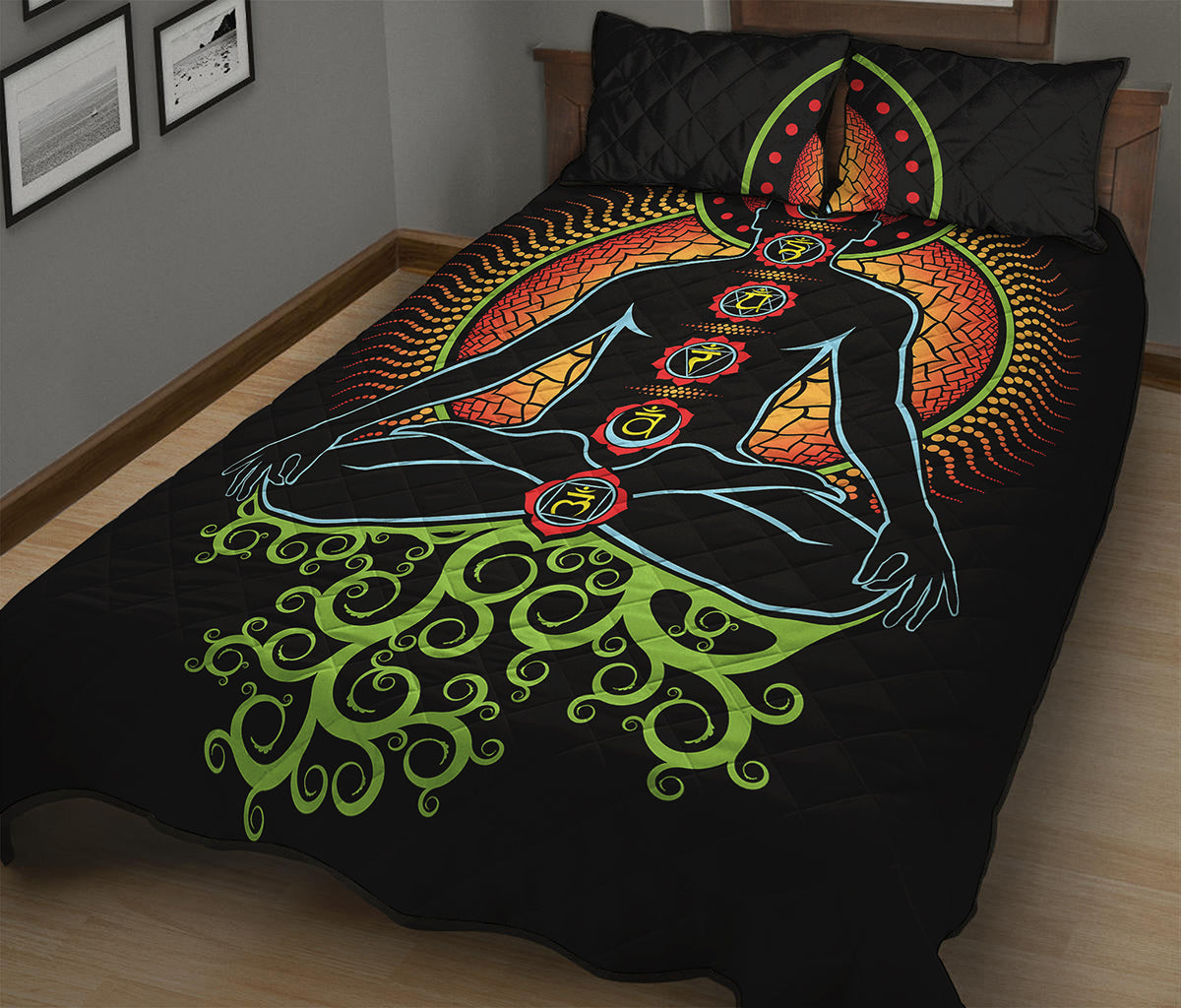 The Seven Chakras Print Quilt Bed Set
