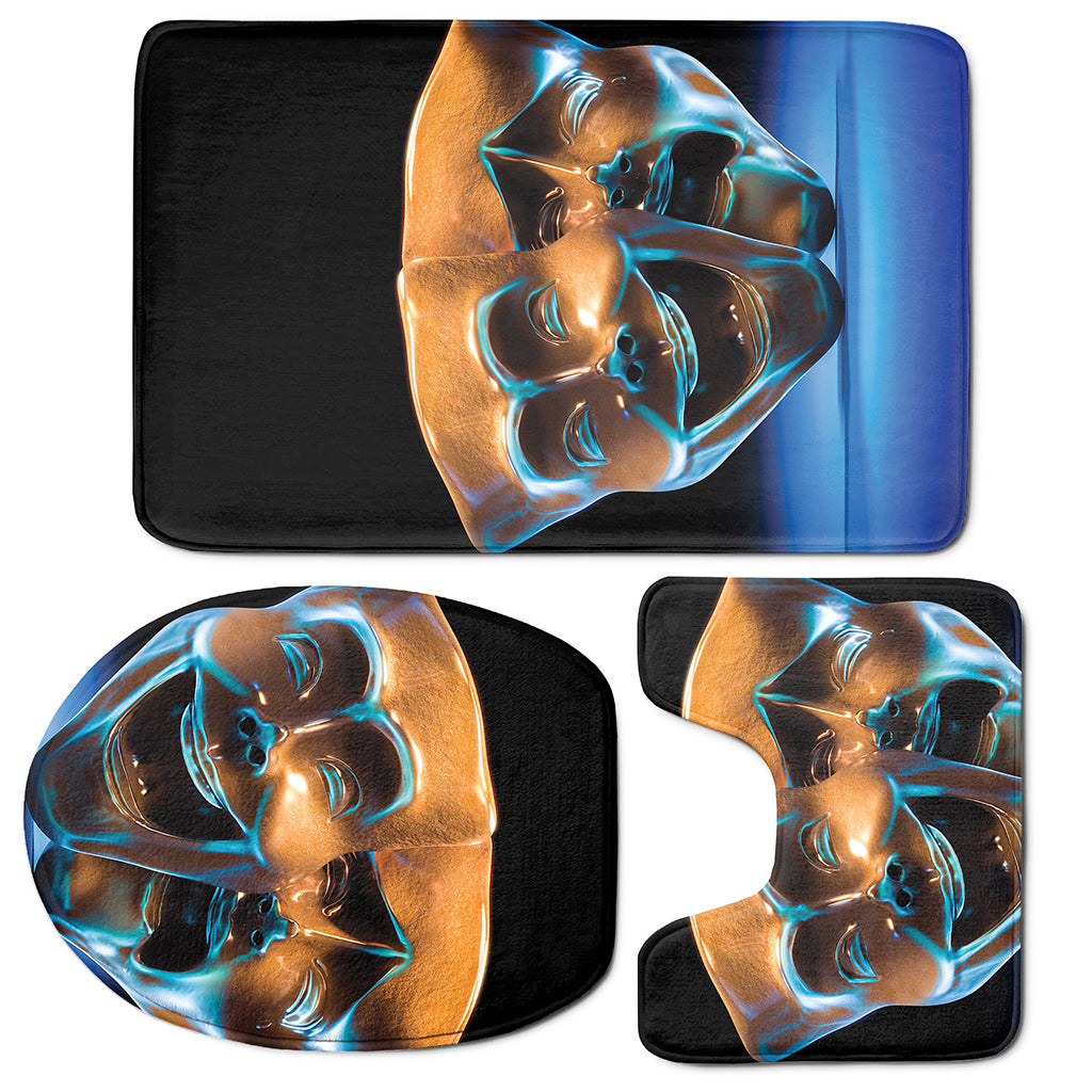 The Sock And Buskin Theatre Masks Print 3 Piece Bath Mat Set