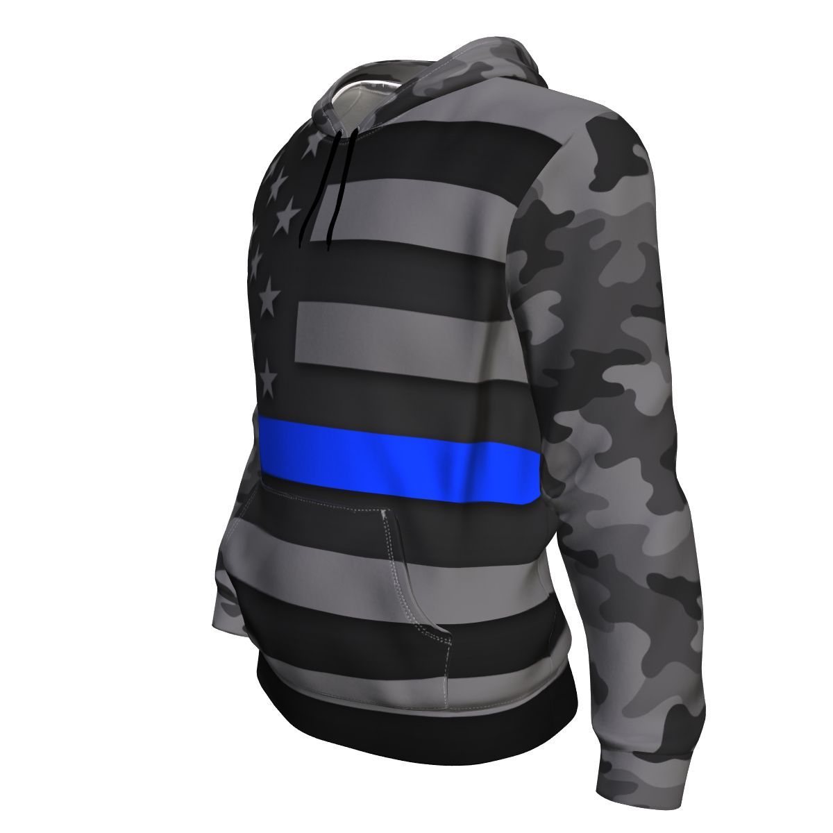 Thin Blue Line Camo Unisex Pullover Hoodie GearFrost
