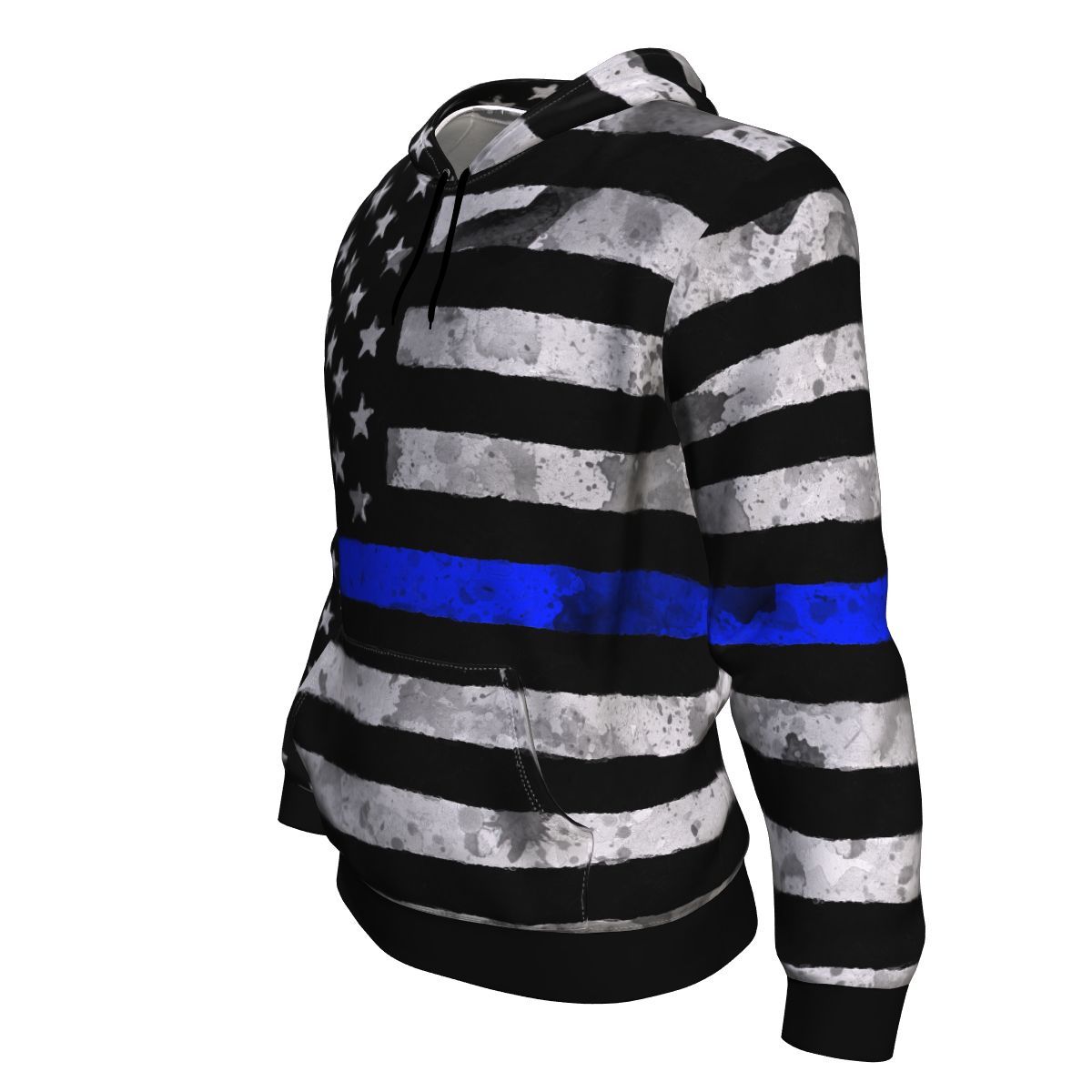 Thin Blue Line Grunge Unisex Pullover Hoodie GearFrost