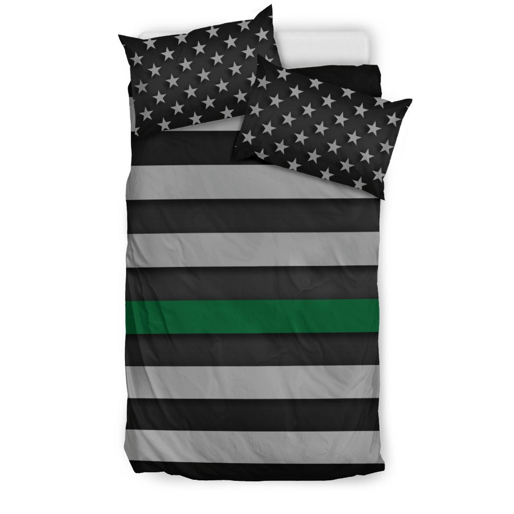 Thin Green Line Duvet Cover Bedding Set GearFrost