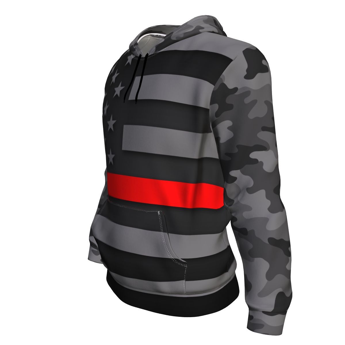 Thin Red Line Camo Unisex Pullover Hoodie GearFrost