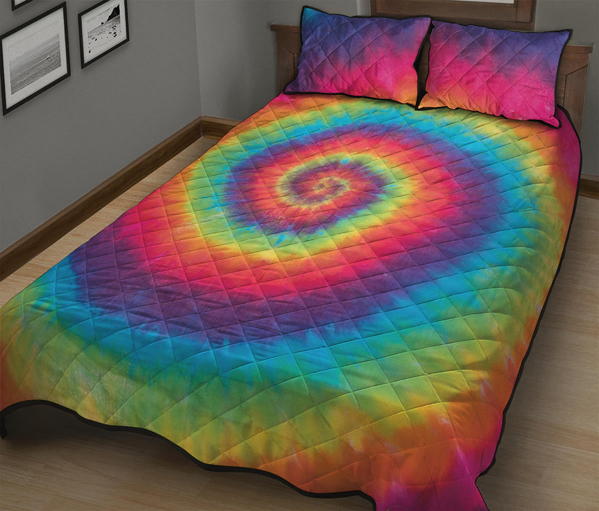 Tie Dye Print Quilt Bed Set