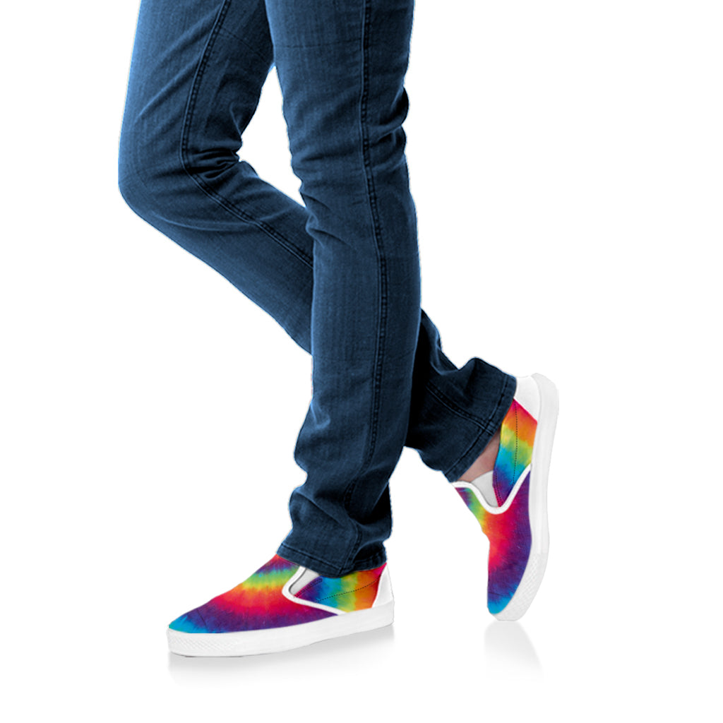 Tie Dye Print White Slip On Shoes