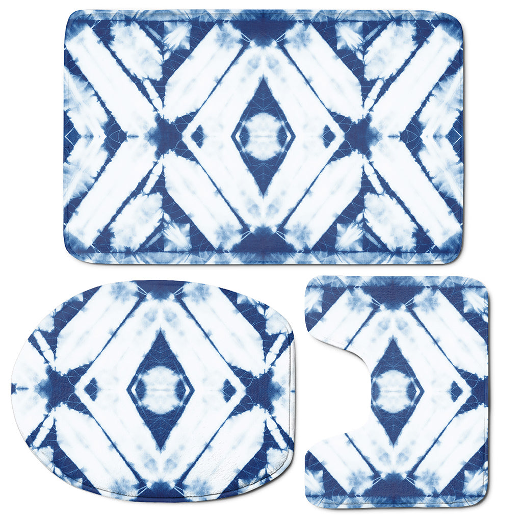 Tie Dye Shibori Pattern Print 3 Piece Bath Mat Set