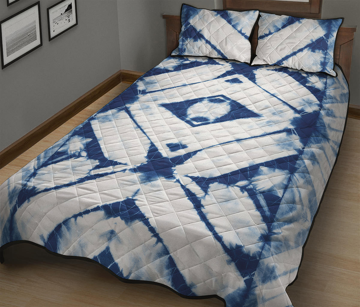 Tie Dye Shibori Pattern Print Quilt Bed Set
