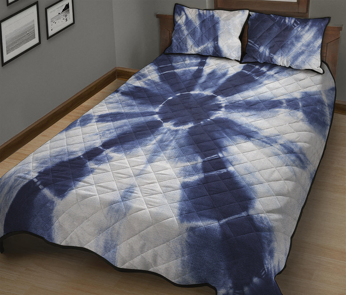 Tie Dye Shibori Print Quilt Bed Set