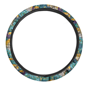 Tiger And Toucan Pattern Print Car Steering Wheel Cover