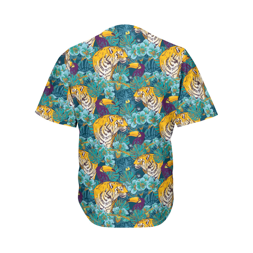 Tiger And Toucan Pattern Print Men's Baseball Jersey