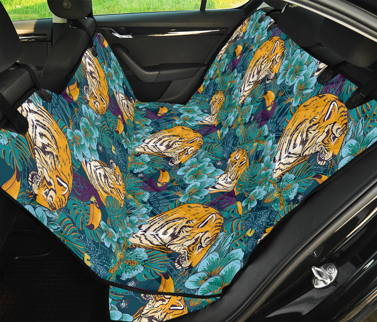 Tiger And Toucan Pattern Print Pet Car Back Seat Cover