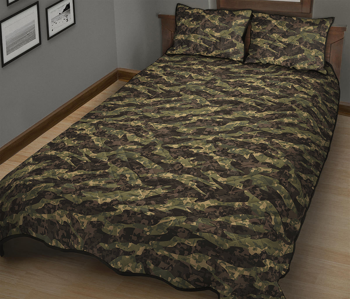 Tiger Stripe Camouflage Pattern Print Quilt Bed Set