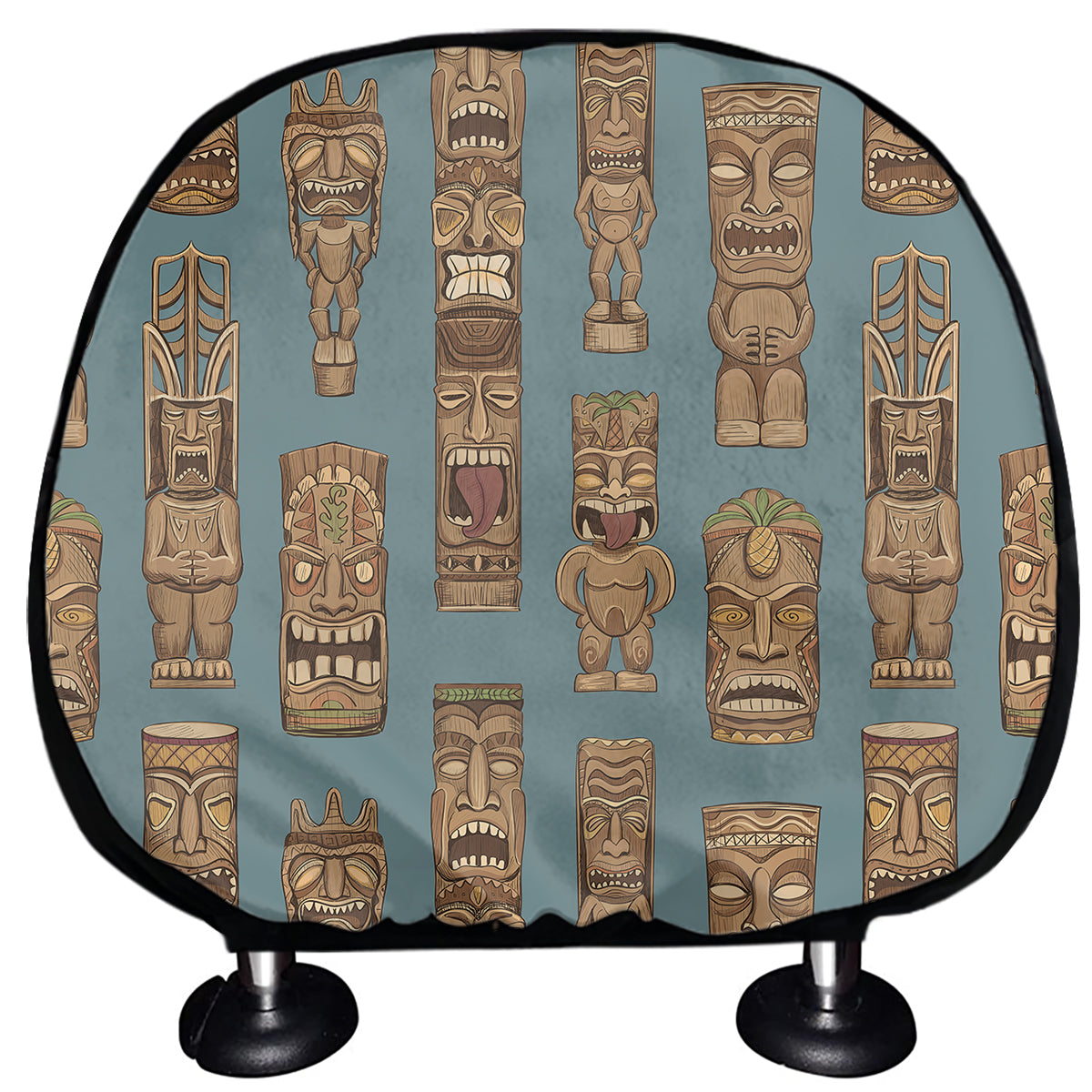Tiki Totem Pattern Print Car Headrest Covers