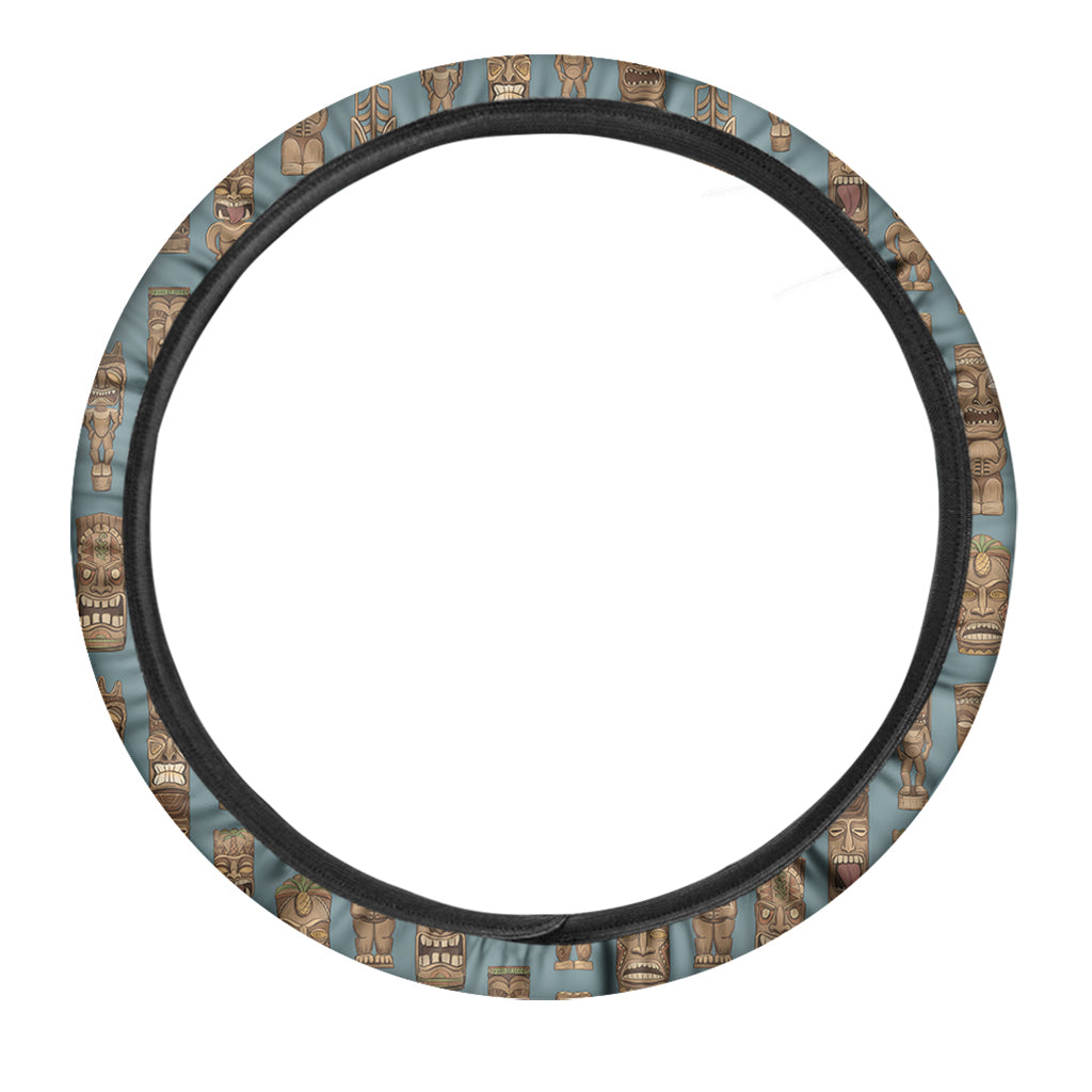 Tiki Totem Pattern Print Car Steering Wheel Cover
