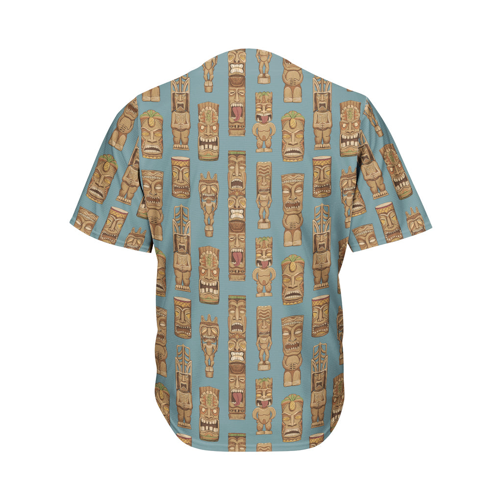 Tiki Totem Pattern Print Men's Baseball Jersey