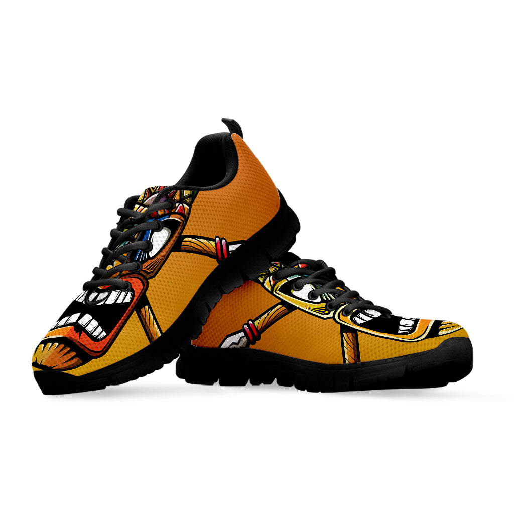 Tiki Totem Print Black Sneakers