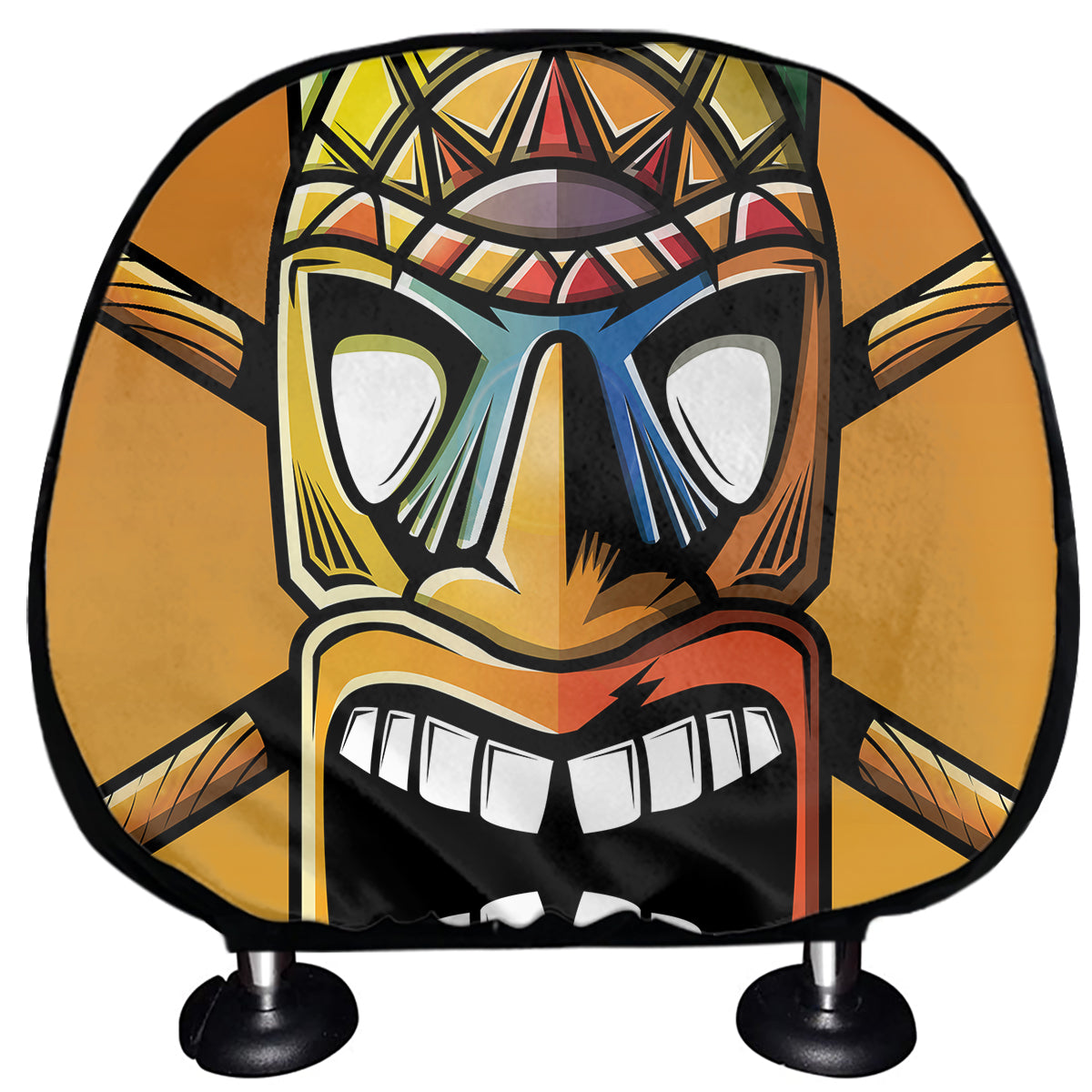 Tiki Totem Print Car Headrest Covers