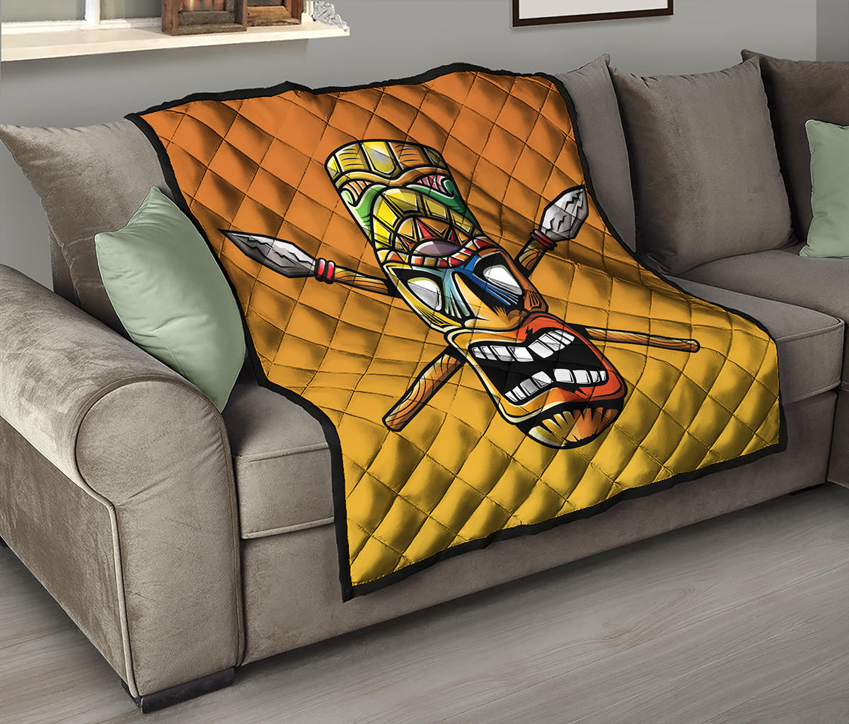 Tiki Totem Print Quilt