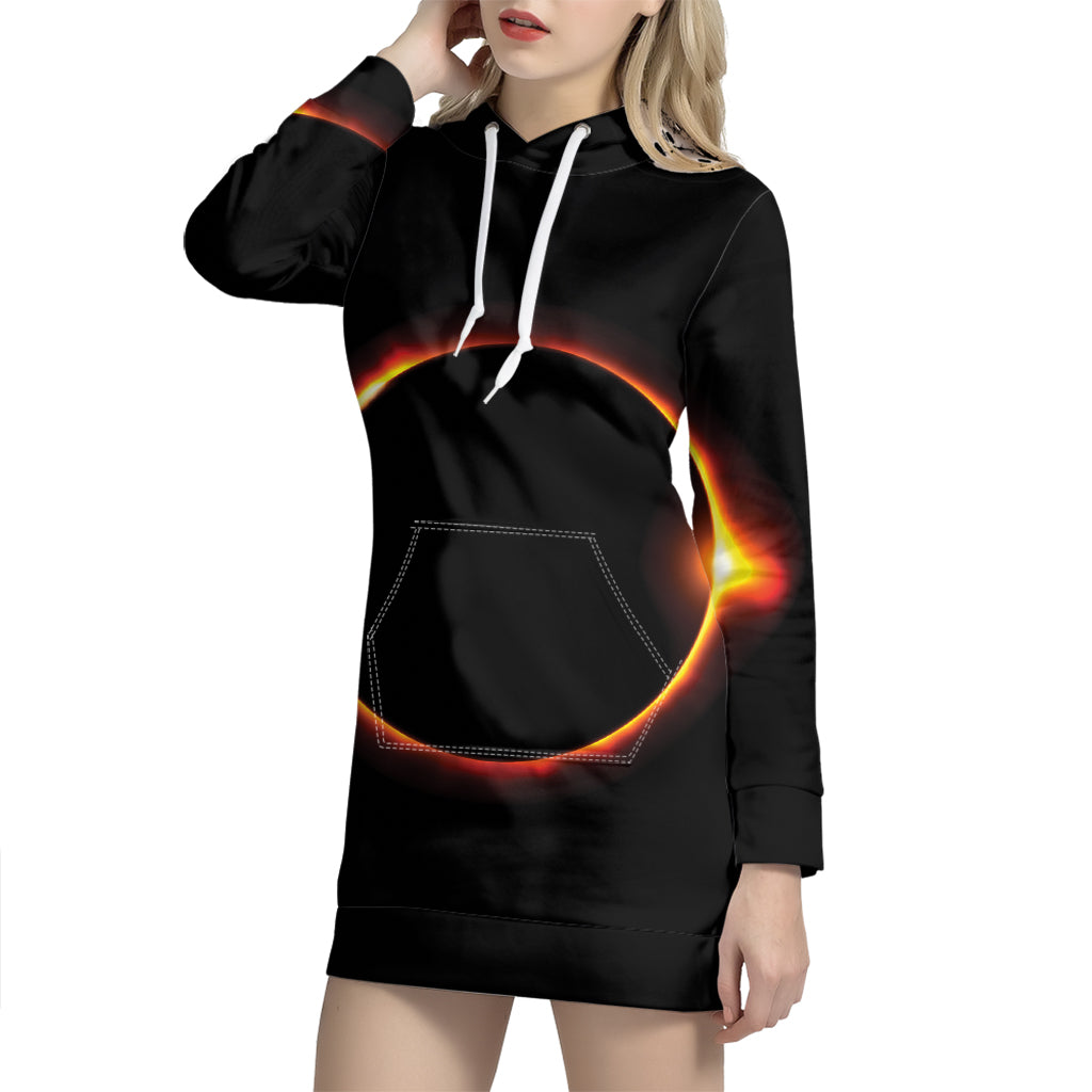 Total Solar Eclipse Print Pullover Hoodie Dress