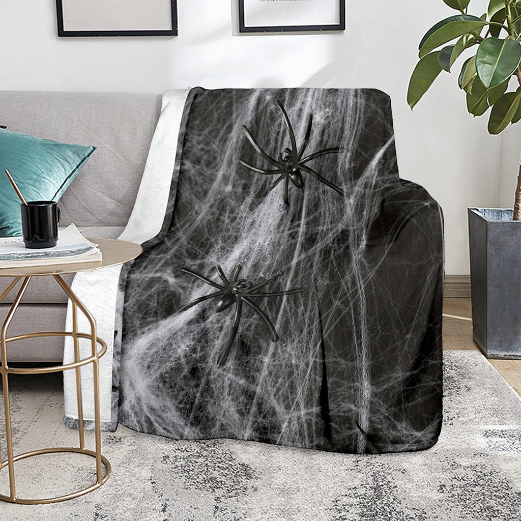Toy Spiders And Cobweb Print Blanket
