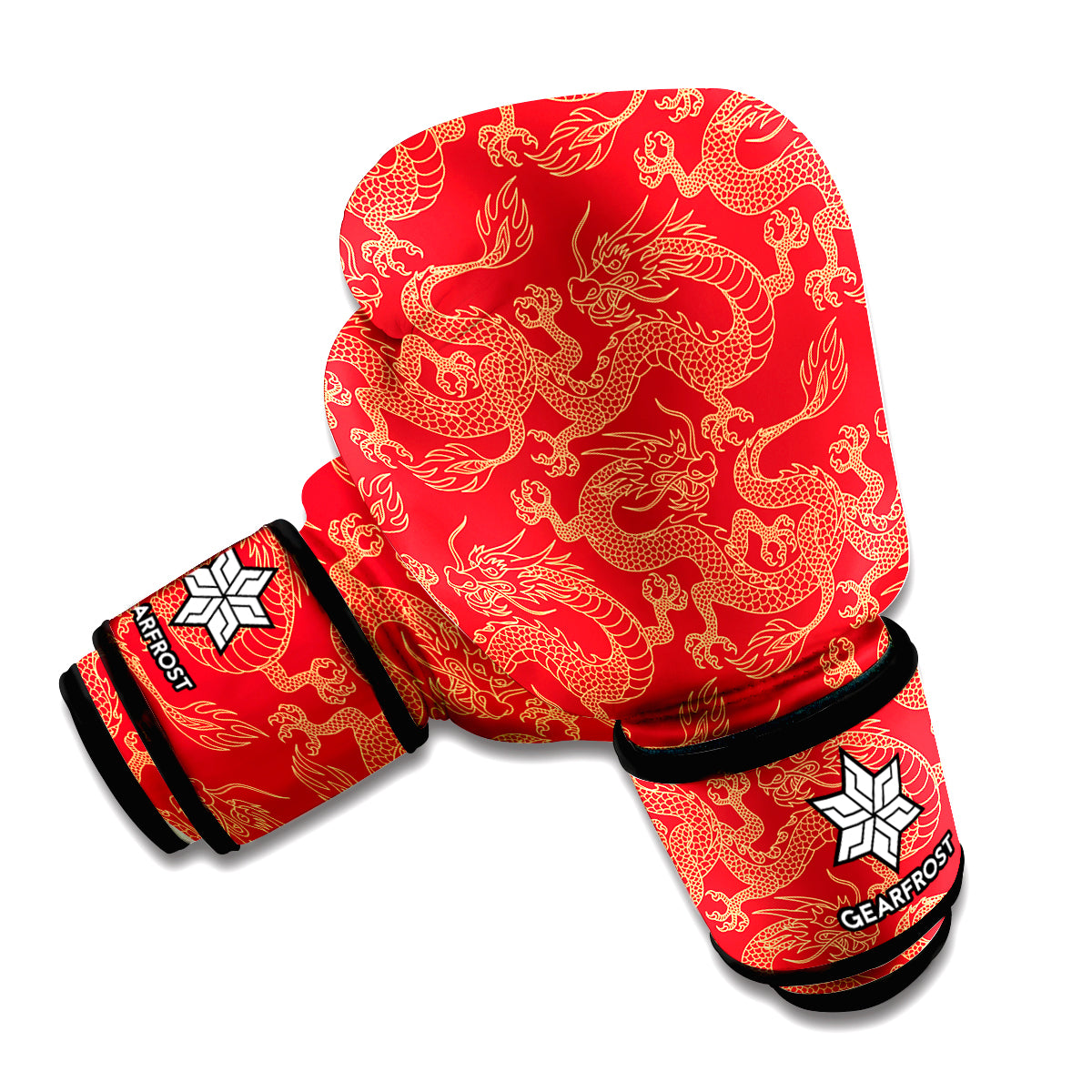 Embroidery Japanese Dragon Print Boxing Gloves
