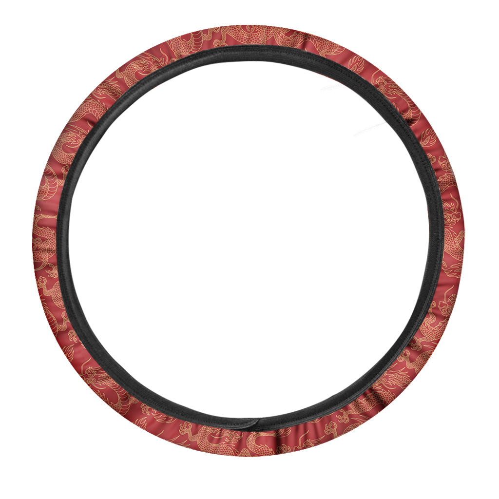 Traditional Chinese Dragon Pattern Print Car Steering Wheel Cover