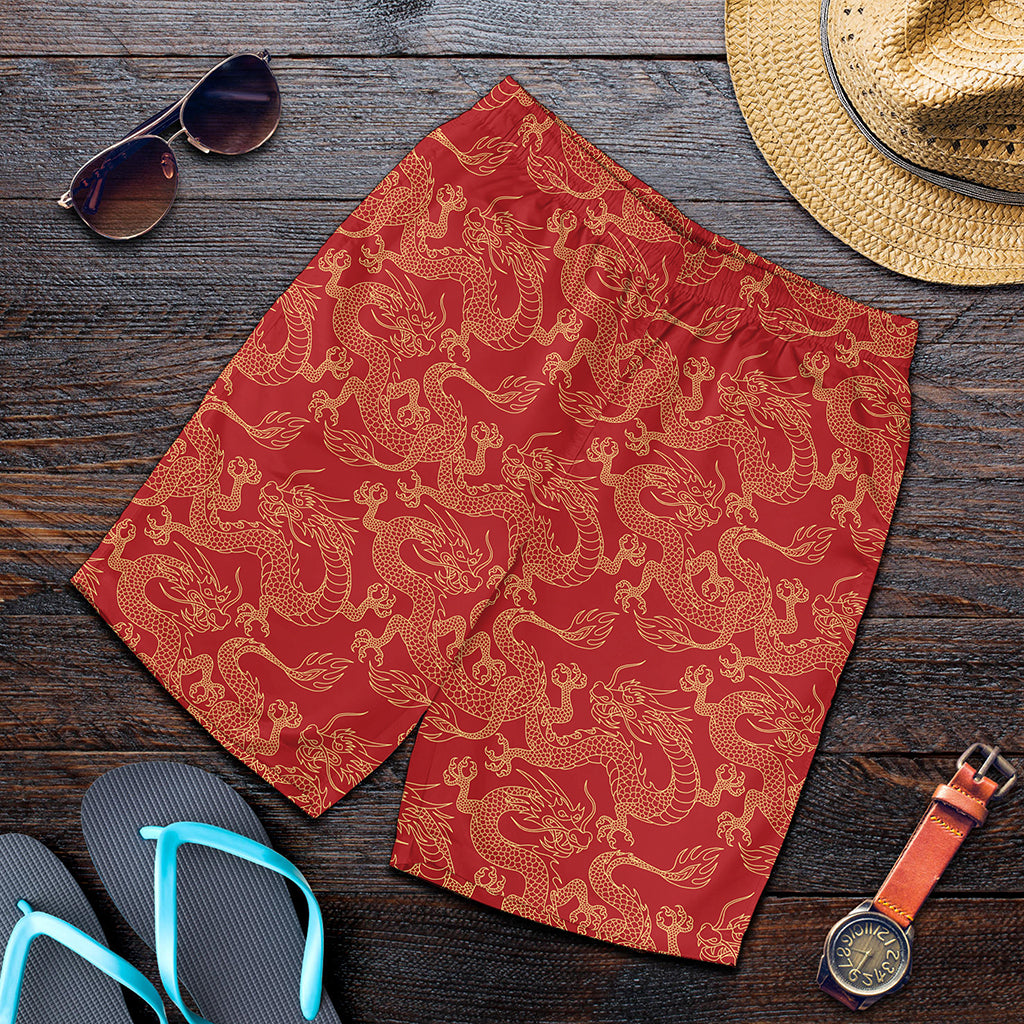 Traditional Chinese Dragon Pattern Print Men's Shorts