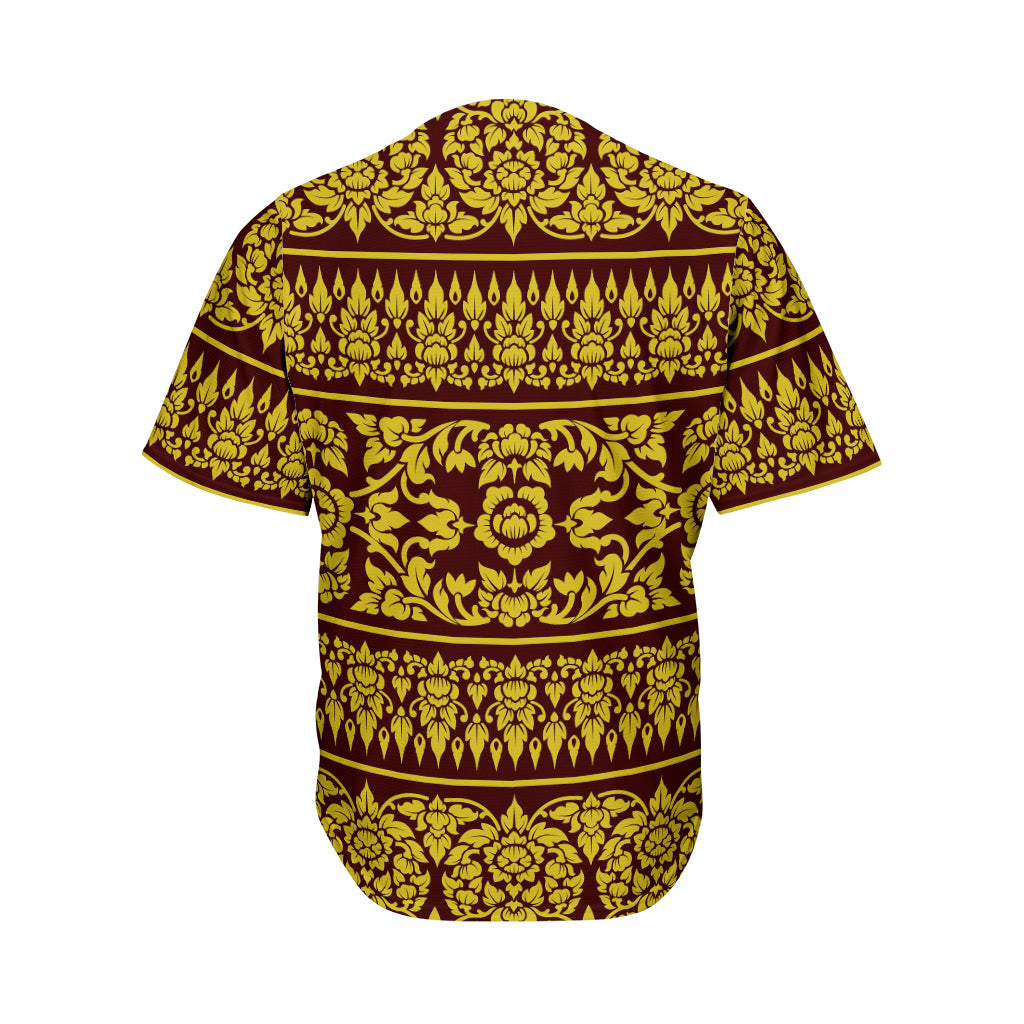 Traditional Thai Flower Pattern Print Men's Baseball Jersey