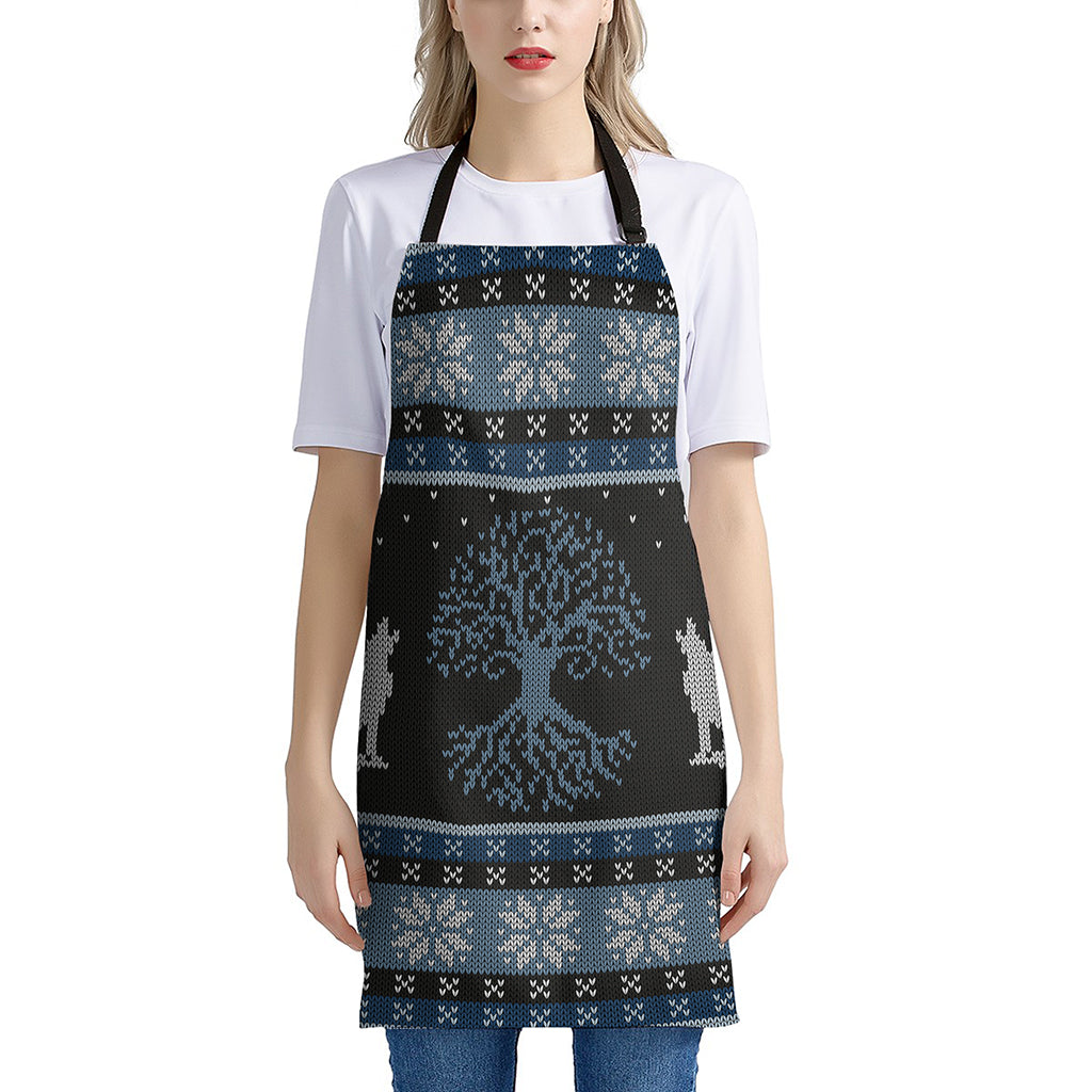 Tree Of Life And Howling Wolves Print Apron