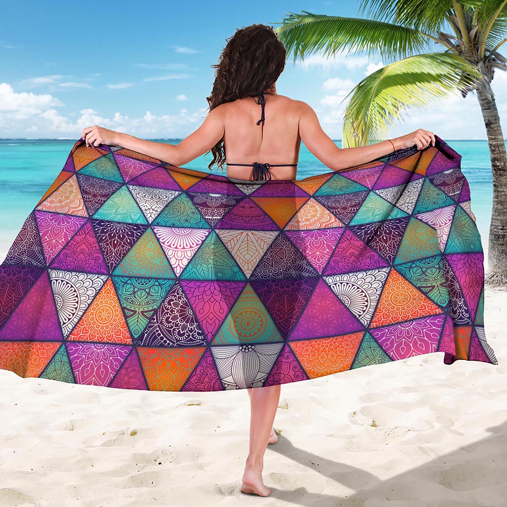 Triangle Bohemian Mandala Pattern Print Beach Sarong Wrap