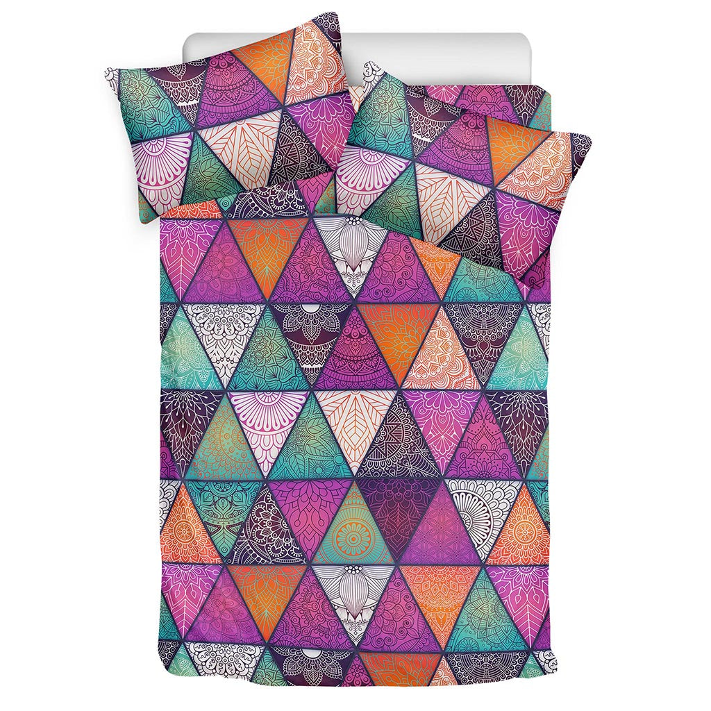 Triangle Bohemian Mandala Pattern Print Duvet Cover Bedding Set