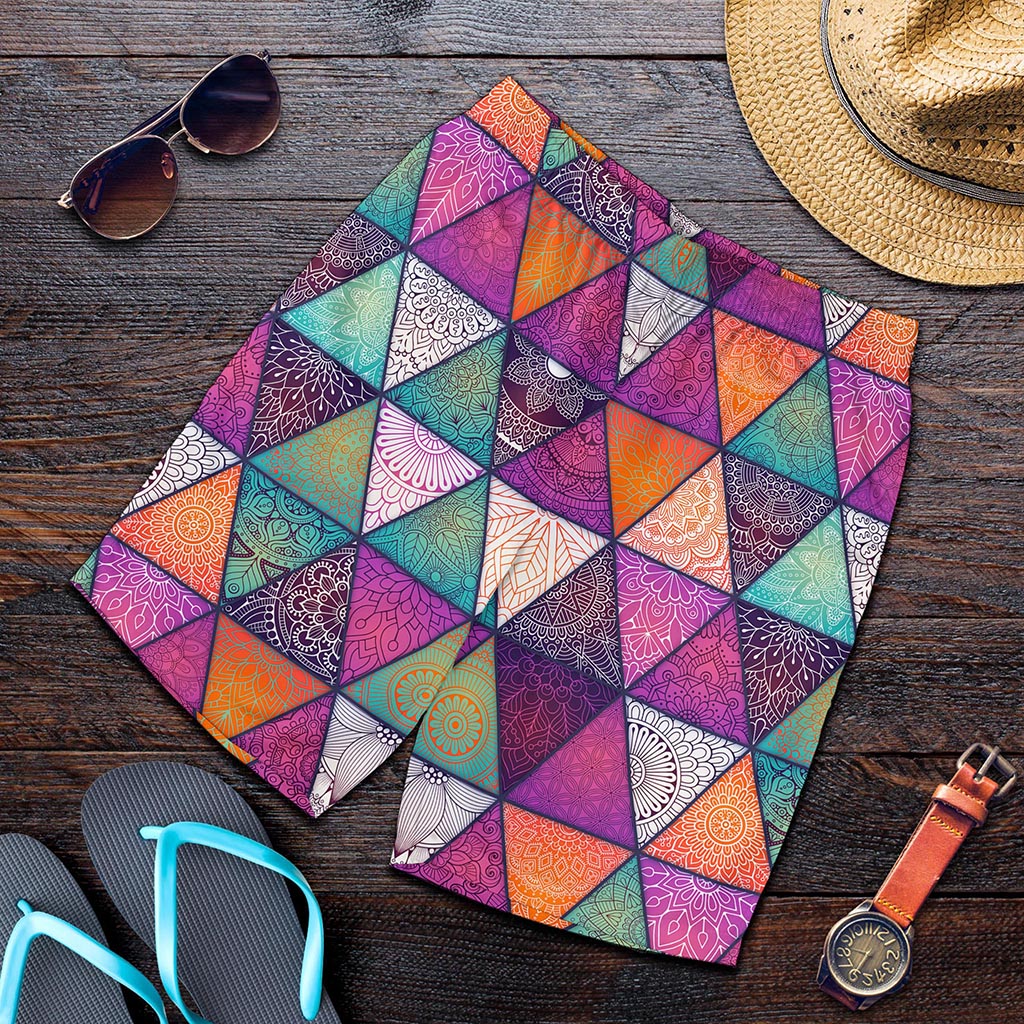 Triangle Bohemian Mandala Pattern Print Men's Shorts