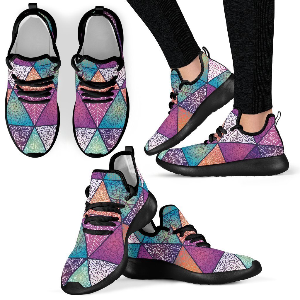 Triangle Bohemian Mandala Pattern Print Mesh Knit Shoes GearFrost