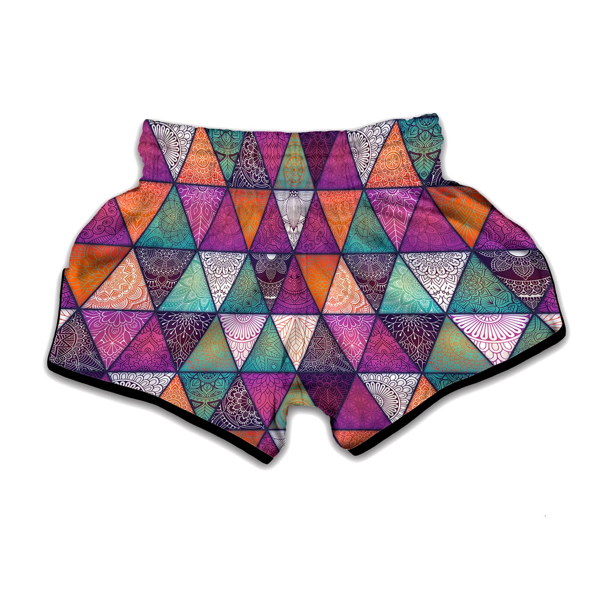 Triangle Bohemian Mandala Pattern Print Muay Thai Boxing Shorts