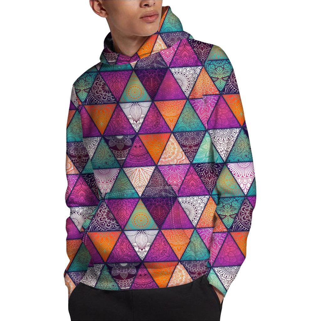 Triangle Bohemian Mandala Pattern Print Pullover Hoodie