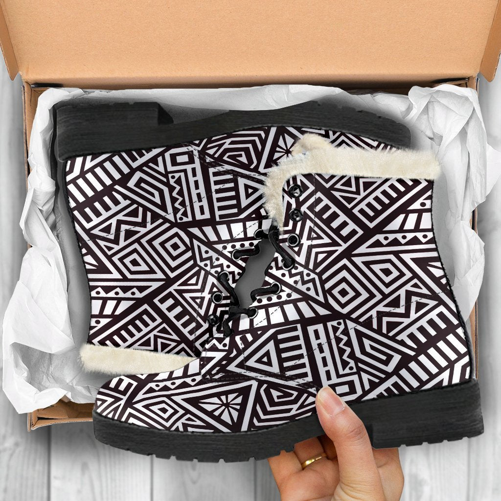 Tribal Aztec Geometric Pattern Print Comfy Boots GearFrost