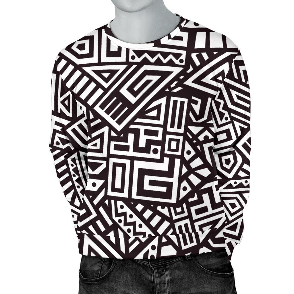 Tribal Aztec Geometric Pattern Print Men's Crewneck Sweatshirt GearFrost