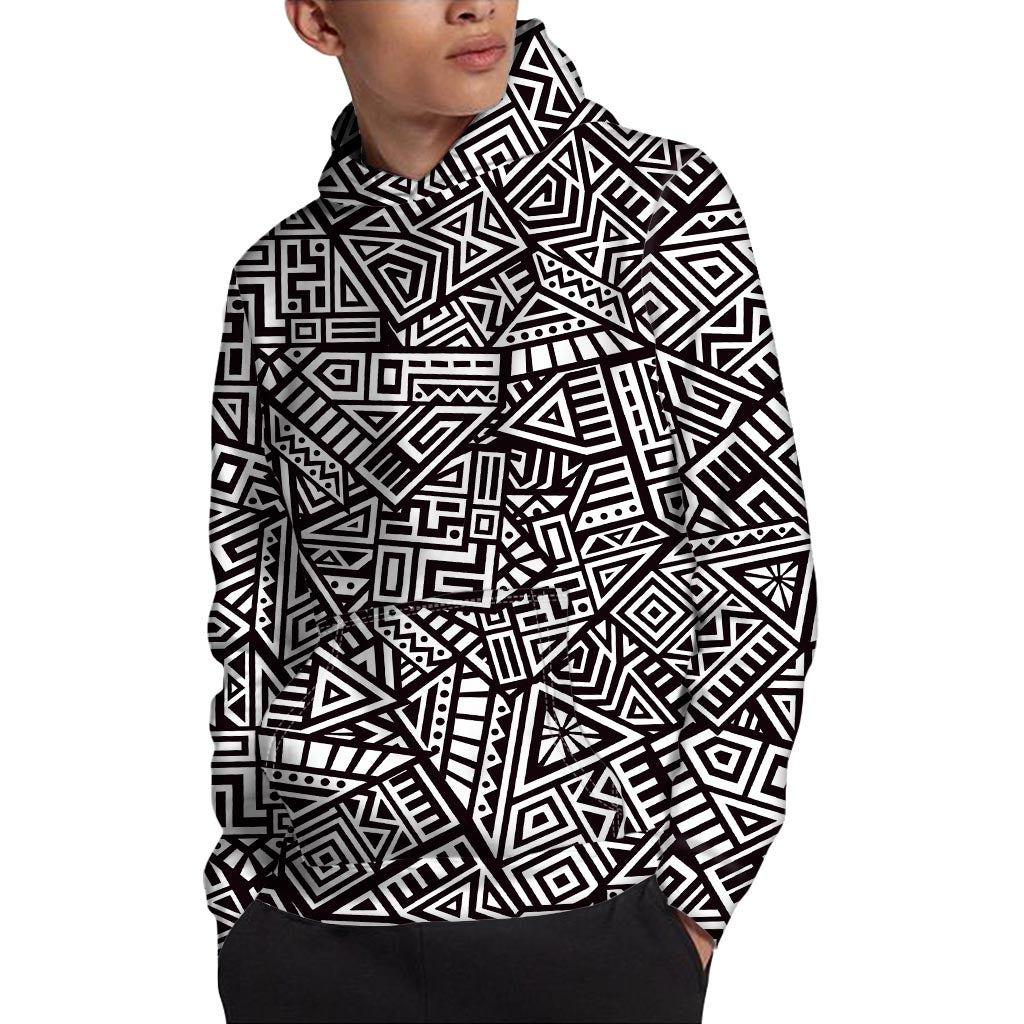 Tribal Aztec Geometric Pattern Print Pullover Hoodie