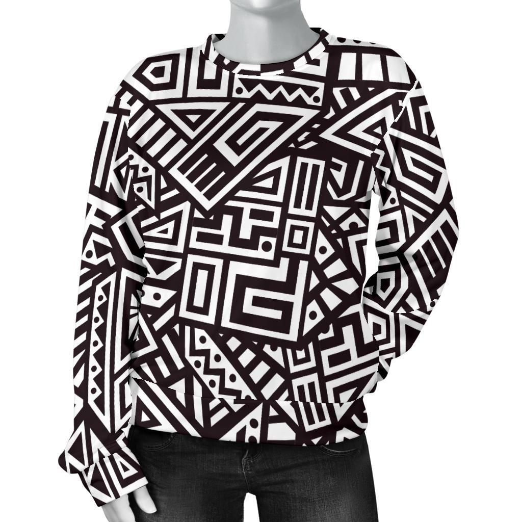 Tribal Aztec Geometric Pattern Print Women's Crewneck Sweatshirt GearFrost
