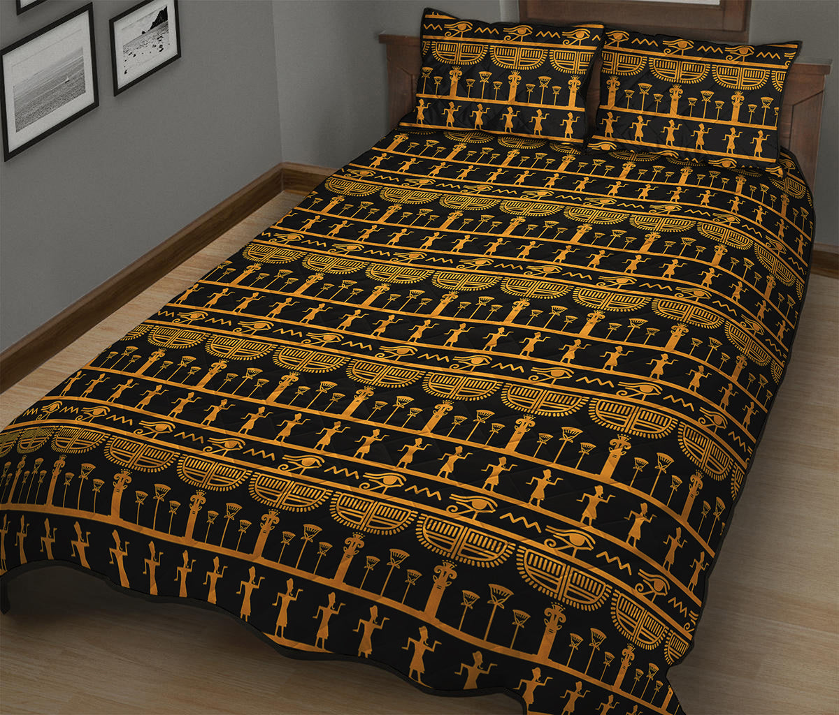 Tribal Egypt Pattern Print Quilt Bed Set