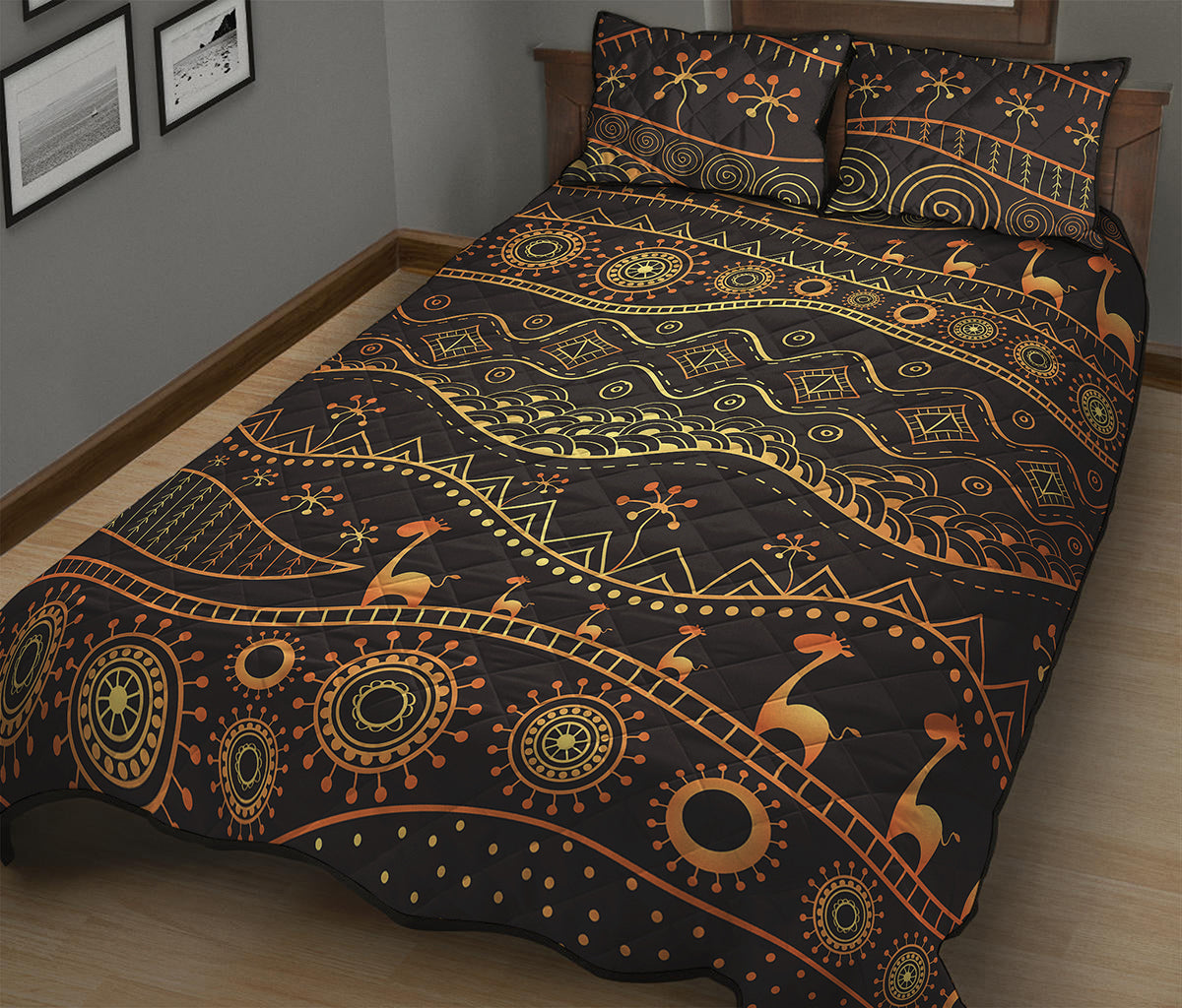 Tribal Ethnic African Pattern Print Quilt Bed Set