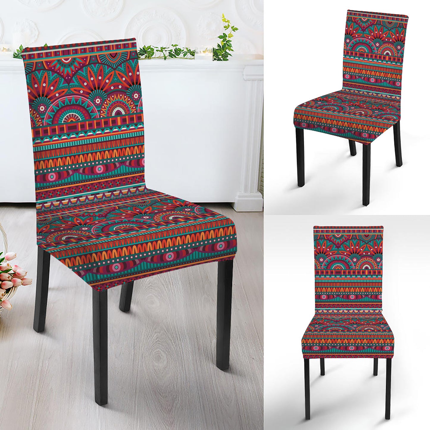 Tribal Ethnic Pattern Print Dining Chair Slipcover